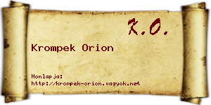 Krompek Orion névjegykártya